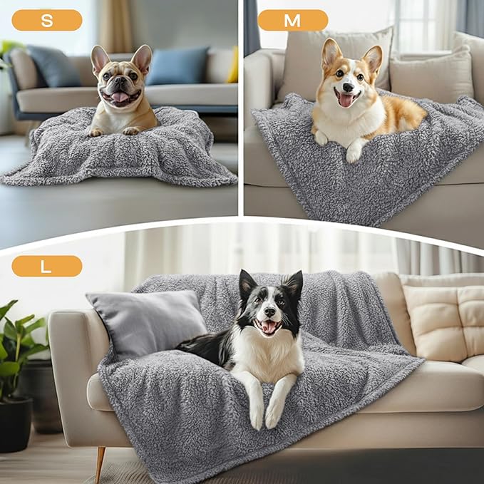 1 Pack 3 Calming Blankets Fluffy Premium Fleece Pet Blanket Soft Sherpa Throw for Dog Puppy Cat Grey Large (41" x31'')