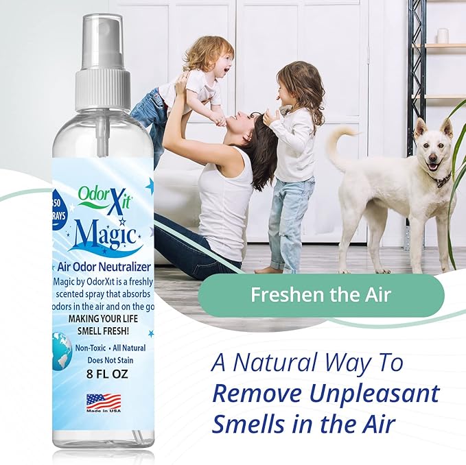 OdorXit Magic Air Odor Neutralizer Spray, Powerful Dog & Cat Urine Odor Neutralizer, Safe Air Refresher for Home, Safe Odor Absorber for Pet, Closet & Any Strong Odor Remover, 8oz