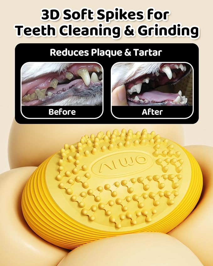 Olive Squeaky Dog Chew Ball for Aggressive Chewers Interactive Fetch Toy, TPR Material, Dental Cleaning Dog Toy for Small Medium Large Dog, Indoor Outdoor Puppy Chew Toy Orange