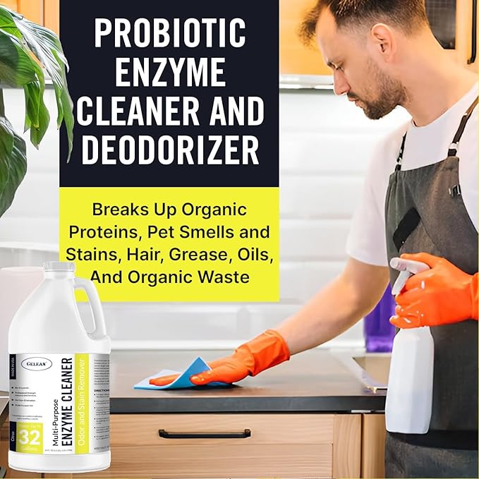 Multi-Purpose Probiotic Enzyme Citrus Cleaner, 64oz - Pet Stain and Odor Remover - Concentrated - Professional & Home Strength Drains, Floors, Bathrooms, Toilets Trash Can, Made in USA