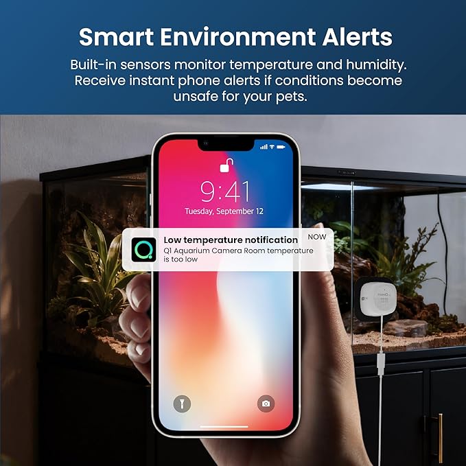 3MP 2K Aquarium & Terrarium Pet Camera.Magnetic Install &Close-Focus Lens for Fish,Lizard, Reptile Pet and Window Bird Feeder,2.4GHz & 5GHz WiFi,Color Night Vision,Auto-focus,24/7 Recording