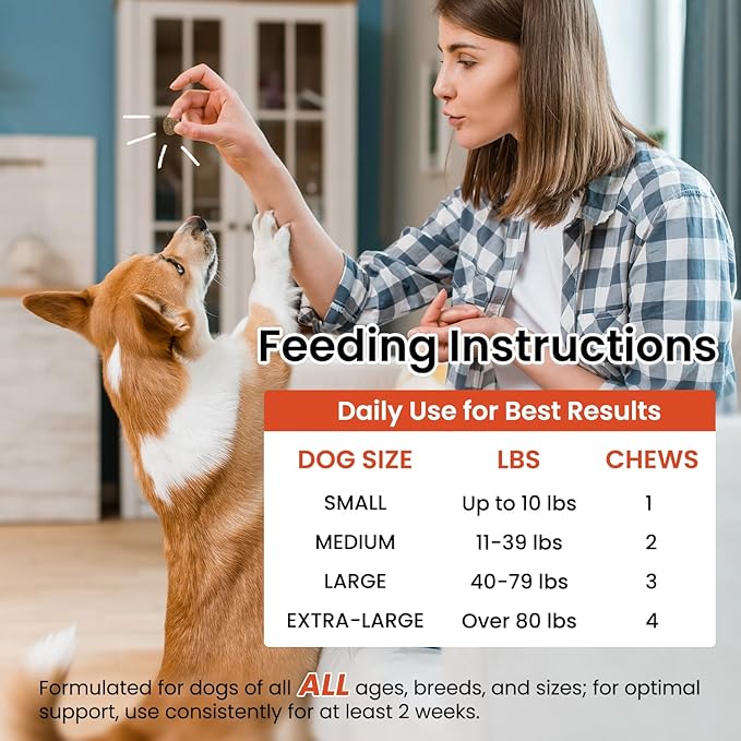 Hip and Joint Supplement for Dogs with Glucosamine, Chondroitin, MSM & Yucca - Glucosamine for Dogs，Joint Pain Relief Chews for Mobility & Discomfort-Chicken Flavor, 120 Count