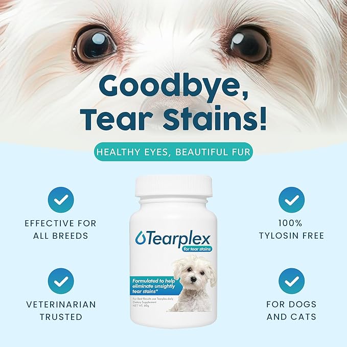 Tear Stain Remover for Dogs and Cats | Natural Supplement Suitable for All Breed Types | Pet Tear Stain Remover Powder | Made with Natural Ingredients | Beef Flavored - 3 Pack