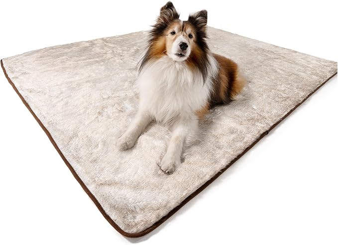 PupProtector Waterproof Throw Blanket for Dogs and Cats, Pet Blanket Cover for Couches, Sofas, Beds, Car Seats, Furniture, Calming Soft Faux Fur, White with Brown Accents, Large (80" L x 62" W)