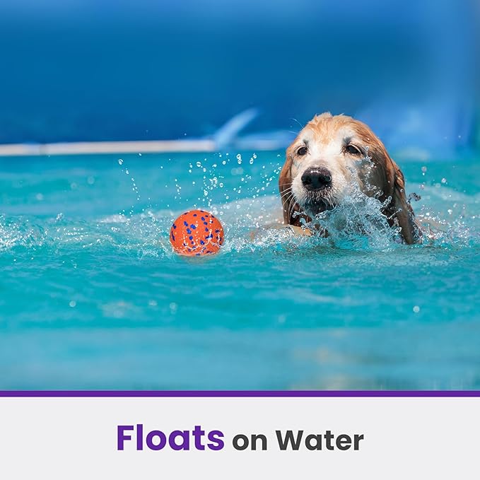 2 Pack Bouncy Dog Balls, 3'' Indestructible Dog Toys for Aggressive Chewers, Outdoor Jolly Tennis Balls for Dogs, Durable Interactive Floating Dog Fetch Toy, Orange White