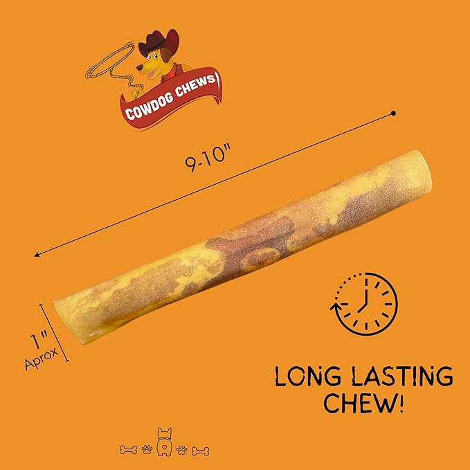 Cowdog Chews Rawhide Gourmet Meaty Rolls 9-10 (10 Pack) Premium Dog Treats with Savory Beef Filling, Long-Lasting Chew for Aggressive Chewers, High-Protein, Natural Ingredients