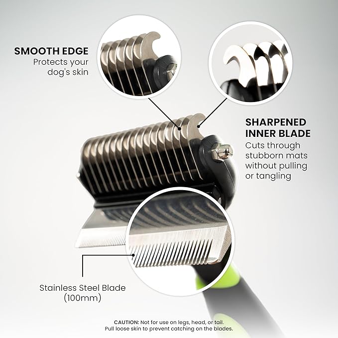 CATTASAURUS Cats & Dogs Grooming Brush for Shedding - 2 in 1 Deshedding Tool and Undercoat Rake for Long and Short Haired Dogs with Double Coat - Dematting Comb and Pet Hair Deshedder Supplies