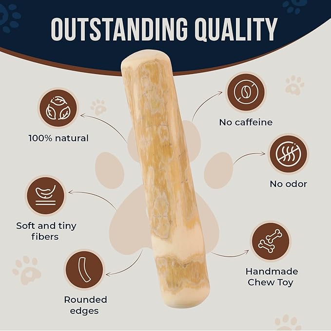 GOWGOW Coffee Wood Dog Chews 7.5" & Dog Rope Toys 100% Natural for Teething, Stress Relief, Dental Health, Organic Toys - Size S