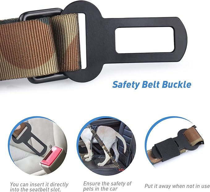 Hotsky Tactical Dog Leash Heavy Duty,4-6Ft Strong Bungee Shock Absorbing Lead with Padded Double Handle,Car Seatbelt,Metal Carabiner Clip,No Pull Leash for Small Dogs,Pink Camo