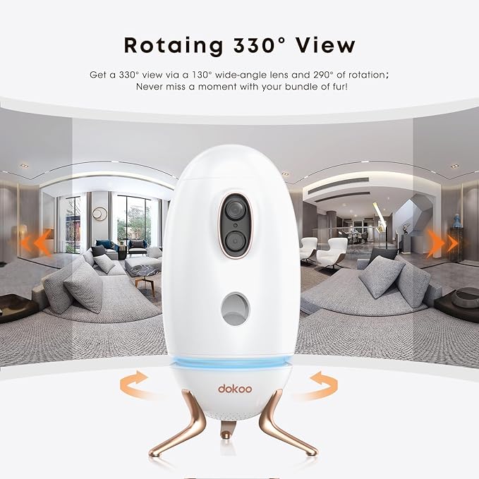 Dog Camera with Treat Dispenser, 2K 330° View Pet Monitor with Phone App, Night Vision, 2.4 &5G WiFi, Interactive 2-Way Audio Speaker, Motion Detection, Smart Home Indoor Cam, No Subscription Fee