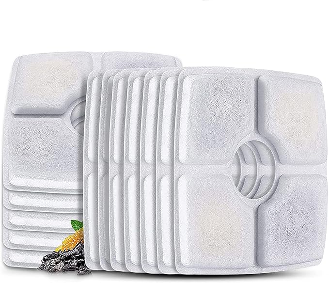 Cat Water Fountain Filters, 12 Pack Replacement Filter Fit for Top Square 84oz/2.5L Cat Pet Fountain, 3 Filtration System