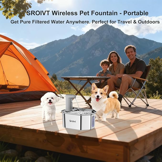 Cat Water Fountain Stainless Steel - cat Fountain - Water Fountains for Cats - pet Water Fountain - Dog Water Fountain - Stainless Steel cat Water Fountain Cordless - 88oz/2.6L,4Filters