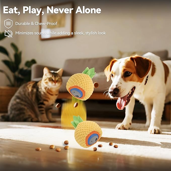 QKOQKO Interactive Dog Ball, USB Rechargeable Automatic Moving Dog Toy with Treat Dispenser, 2.87-Inch Washable TPU Puzzle Ball for Small & Medium Dogs, Exercise & Mental Stimulation – Blue