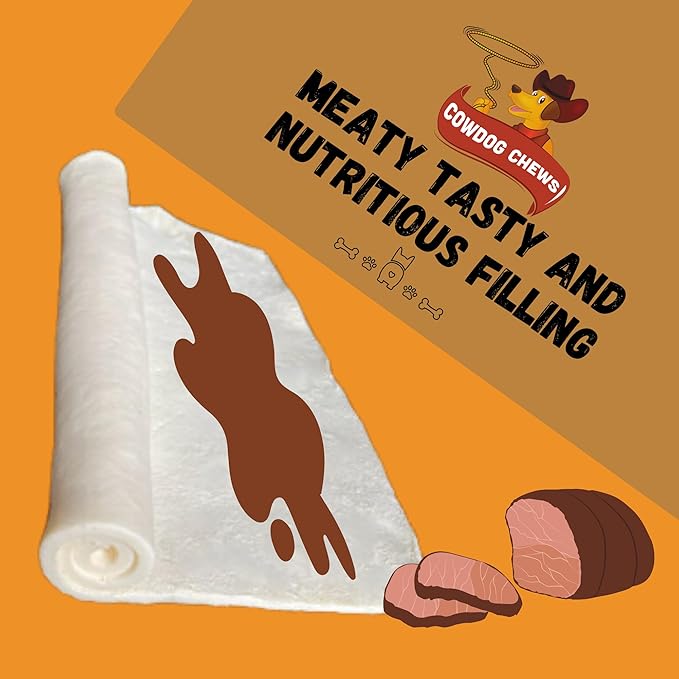 Cowdog Chews Rawhide Gourmet Meaty Rolls 9-10" (20 Pack) – Premium Dog Treats with Savory Beef Filling, Long-Lasting Chew for Aggressive Chewers, High-Protein, Natural Ingredients