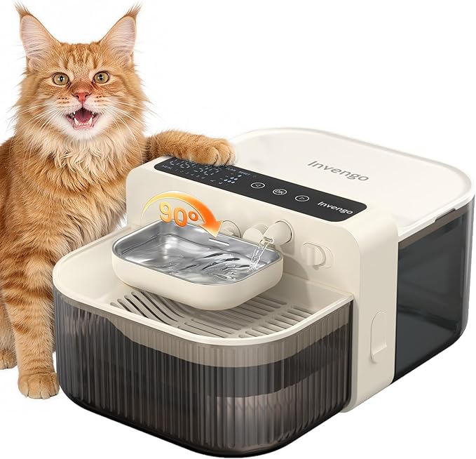 No-Filter Wireless Cat Water Fountain, 3.5L Stainless Steel Pet Fountain for Cats & Dogs – Wastewater Separation, Auto Refill, Ultra-Quiet 3000mAh Battery, Indoor Smart Water Dispenser