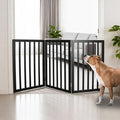 ZJSF Freestanding Indoor Dog Gate for House Foldable Wood Black Puppy Gate for Doorways Pet Gate for Stairs Extra Wide Pet Fence 32" Height 3 Panels