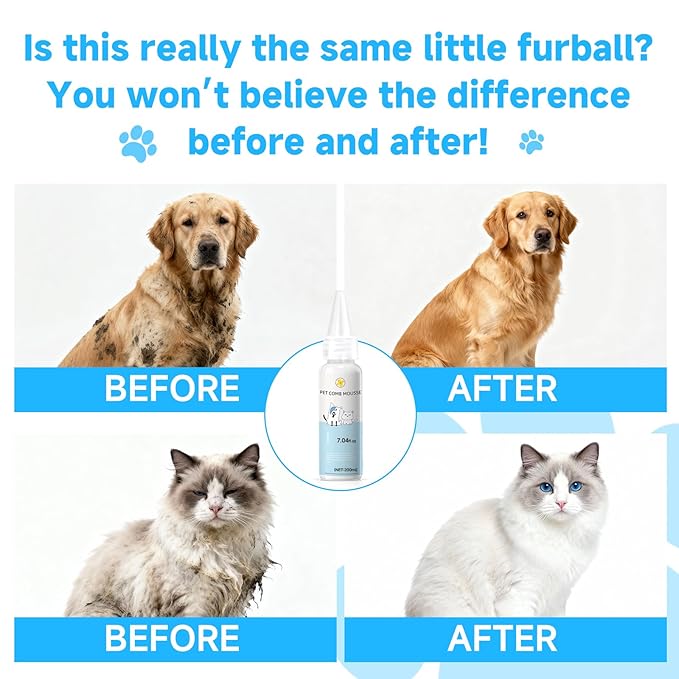 Pet Steam Brush Spray Refill for Dogs & Cats – Concentrated Waterless Shampoo, 3-in-1 Pet Comb Leave-in Serum, Self Cleaning Pet Comb for Shedding & Hair Removal, 2*Shampoo(Steam Brush Not Included)