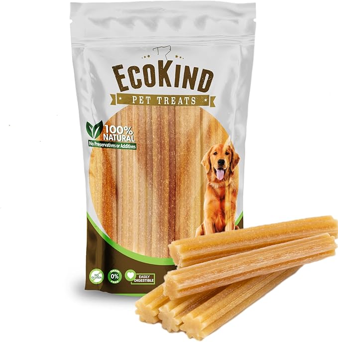 EcoKind Pet Treats Premium Gold Cheese Flavored Churro Chews | All Natural Himalayan Yak Cheese Dog Chew for Small to Large Dogs | Keeps Dogs Busy & Enjoying Indoors & Outdoor Use (5 Sticks)