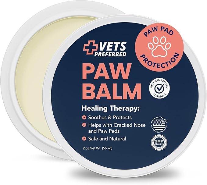 Vets Preferred Paw Balm Pad Protector for Dogs – Dog Paw Balm Soother – Heals, Repairs and Moisturizes Dry Noses and Paws – Ideal for Extreme Weather Season Conditions - 2 Oz - 2 Pack