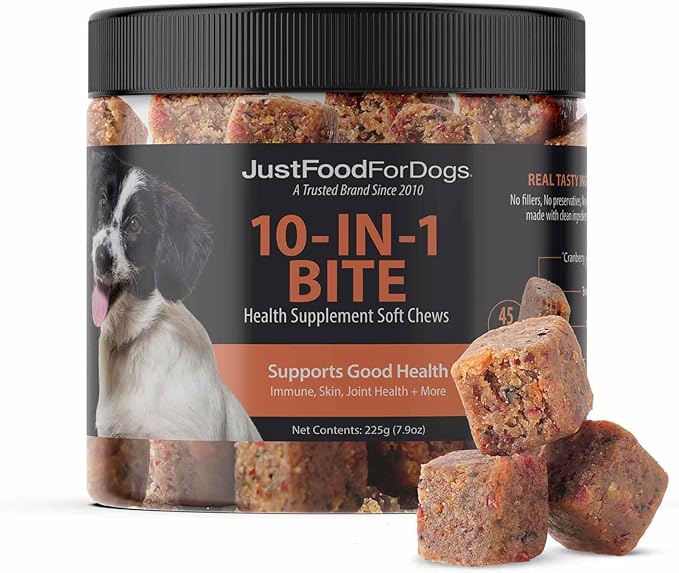 Just Food for Dogs Hip and Joint Supplement for Dogs, Human Grade Glucosamine Chondroitin Dog Supplements, Multivitamin Soft Chews, Omega 3 Oil, Superfood Blend, Plant Based Dog Vitamins - 45 Count 3