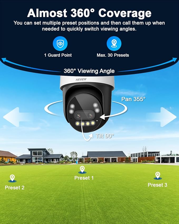 4K PTZ Security Camera Outdoor with Rapid 10X Hybrid Zoom, 355°Pan & 90° Tilt, True 8MP Dual-Lens WiFi Camera with Auto Tracking, AI Human/Vehicle/Pet Detection, Color Night Vision, RTSP