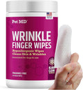 Pet MD Wrinkle Finger Wipes for Dogs & Cats - Dog Tear Stain Remover and Debris Cleaner for Skin Folds - Fragrance-Free & Hypoallergenic Grooming Wrinkle Wipes French Bulldog, Pug, and More - 50ct