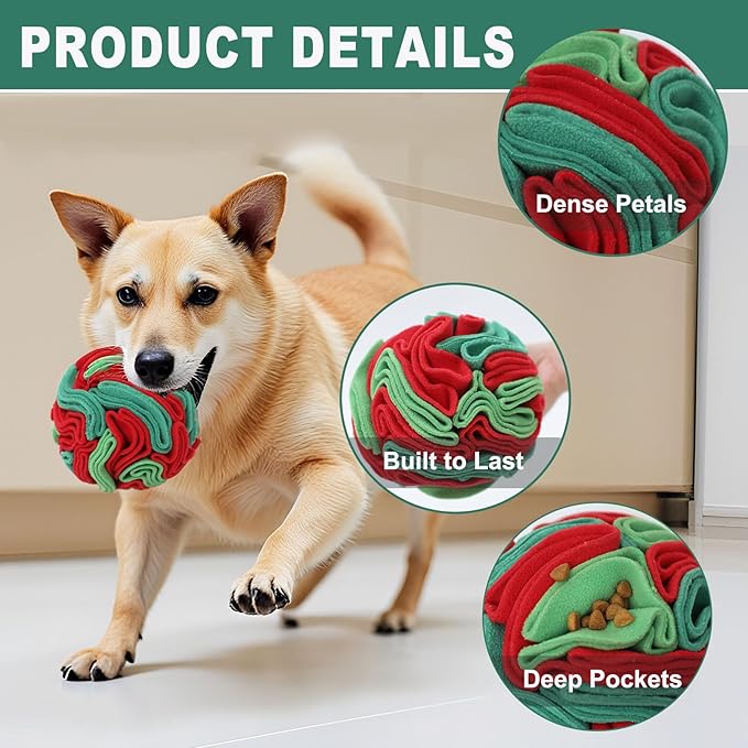 Snuffle Ball for Dogs - Interactive Dog Toys to Keep Them Busy, Dog Puzzle Toy with Soft Fabric for Small, Medium, Large Dogs Daily Companionship, Training Reward Gift