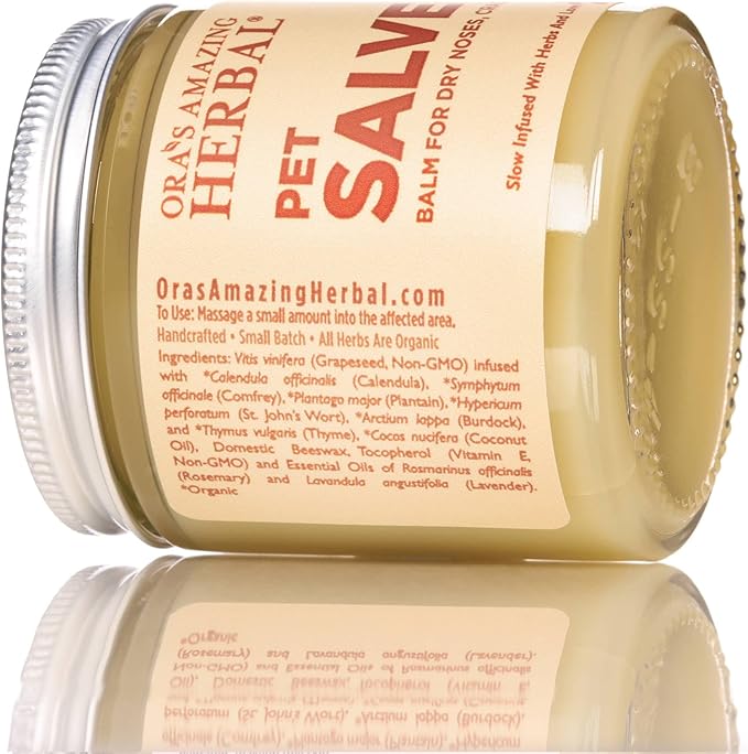 Pet Salve, Dog Paw Balm, Dry Noses Cracked Paws, Hot Spots, Itchy Ears, Ora's Amazing Herbal 4oz