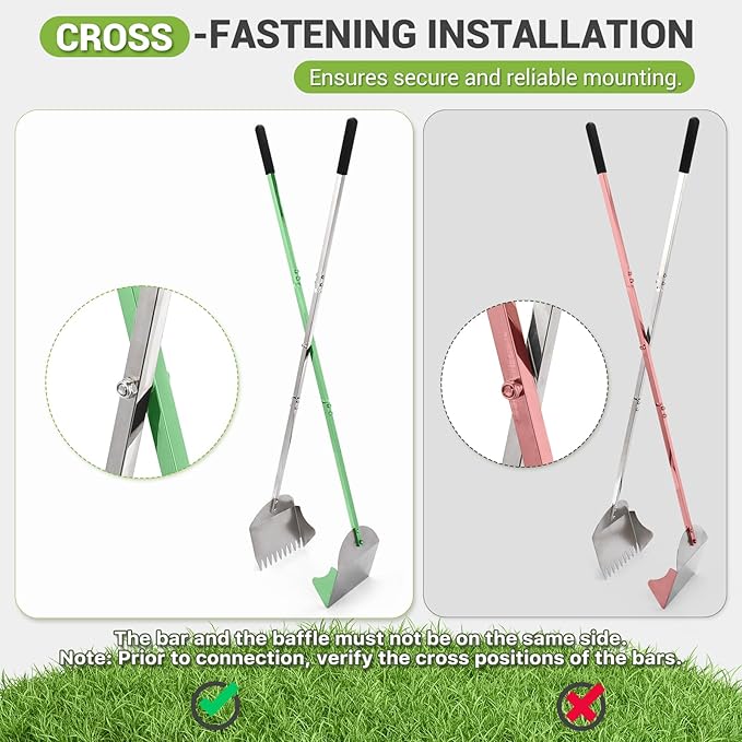 48" Metal Pooper Scooper for Large Dogs, Heavy Duty Stainless Steel Dog Pooper Scooper Large Opening Long Handle for Pet Waste Removal, Grass, Dirt, Gravel,Yard, Indoor, Outdoor