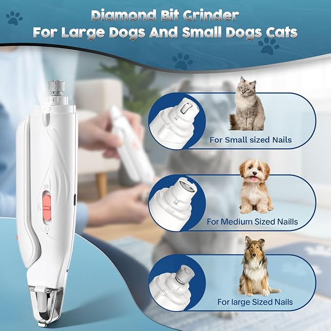 2-in-1 Dog & Cat Nail Clippers and Grinder with Light – Upgraded Safety Guard to Avoid Overcutting, Sharp Blade, Painless Quiet Pet Nail Claw Trimmers, Professional Grooming Tool for Large Small Pets