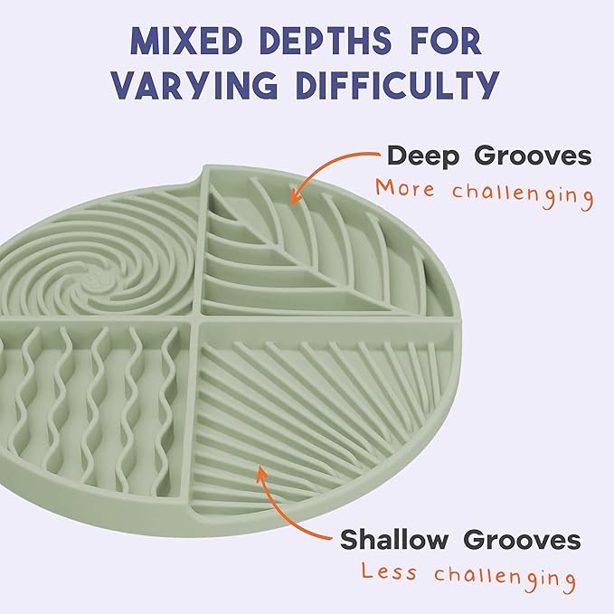 Awoo Paradise Silicone Dog & Cat Lick Mat & Slow Feeder with Suction Cups, Non-Slip, Dishwasher Safe, Extend Mealtime, Reduce Anxiety (Sage)