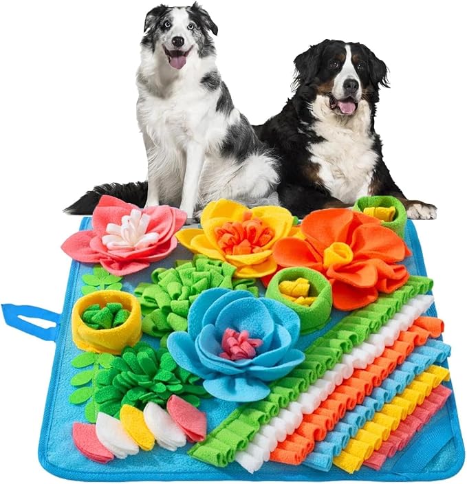 Snuffle Mat for Large Dogs - Dog Snuffle Mat for Slow Feeder, Reduce Boredom, Fun Foraging Mats for Medium Large Dog Sniff Mats for Dogs 19.5in Blue