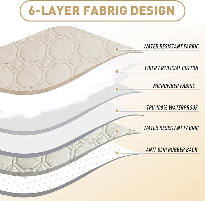 ZNSAYOTX Ultimate Cozy Blankets (82"x120") 100% Waterproof Bed Mat Blanket for Dog Pets, Couch Sofa Protector with Non-Slip Back Washable Durable, Pee Scratch Proof Easy to Clean (Beige)