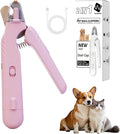 2-in-1 Dog Nail Grinder & Dog Nail Clippers Trimmers for Large Medium Small Dogs Cats Pets Claw Trimmer with LED Lights (Pink)