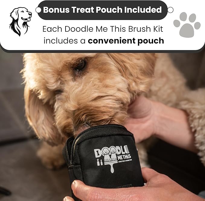 Slicker Brush for Dogs Kit Includes Comb Treat Pouch Bag and Guide Turns Stressful Grooming into bonding While Gently detangles matted Curly Wavy Coats.