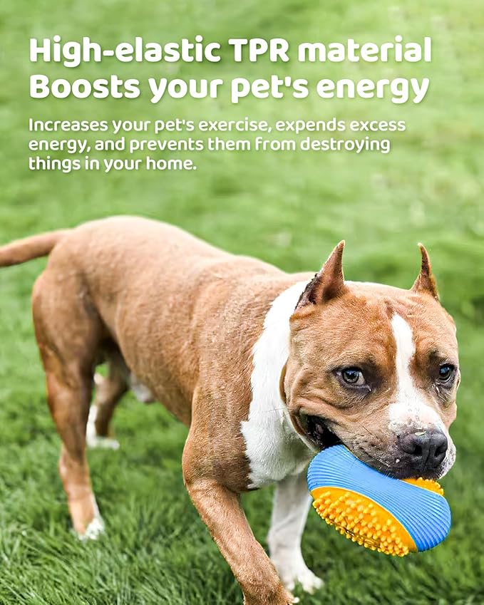 Olive Squeaky Dog Chew Ball for Aggressive Chewers Interactive Fetch Toy, TPR Material, Dental Cleaning Dog Toy for Small Medium Large Dog, Indoor Outdoor Puppy Chew Toy Orange