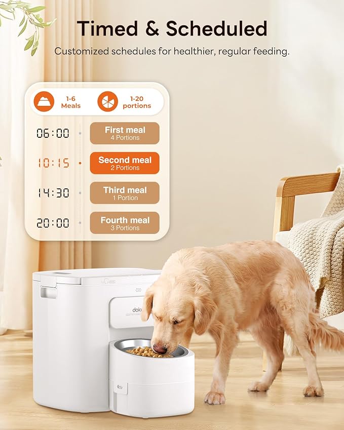 15L Automatic Dog Feeder for Large Breed, 2026 Vacuum-Sealed Storage Airtight 100% Freshness Timed Auto Dog Food Dispenser, Anti-Blockage, Support up to 0.86in Dry Pet Food, Stainless Steel Bowl