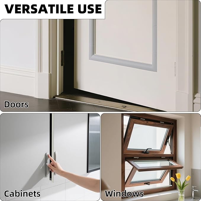 1 Pack*19.6 Ft Self-Adhesive V Shape Foam Window Weather Stripping Door Seal Insulation Strip for Winter, Soundproof Exterior Front Frame Gap Filler, Draft Stopper Tape Noise Light Blocker (Black)