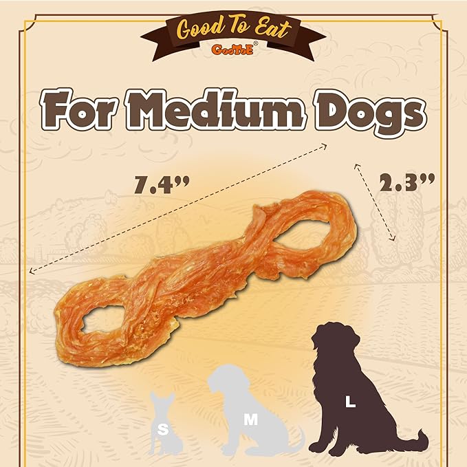 Gootoe Turkey Tendons for Dogs –All-Natural, Hypoallergenic Dog Treats, Rawhide Alternative, Long Lasting Puppy Chews, Healthy Dog Treats for Large Breeds, Rope (L), 2 Count Pack