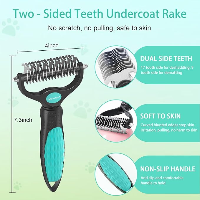 6 PCS Self Cleaning Slicker Brush & Undercoat Rake & Bath Brush & Flea Comb & Pet Comb & Steam Brush for Dogs and Cats,Professional Deshedding Dematting Tool for Long and Short Haired Pets