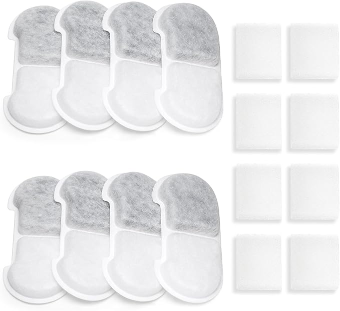 Stainless Steel Cat Water Fountain, 101oz/3L Automatic Pet Water Fountain, Dog Water Fountain for Cats, Small Dogs (The Set Only Include Official 8 Packs Replacement Filters & Sponges)