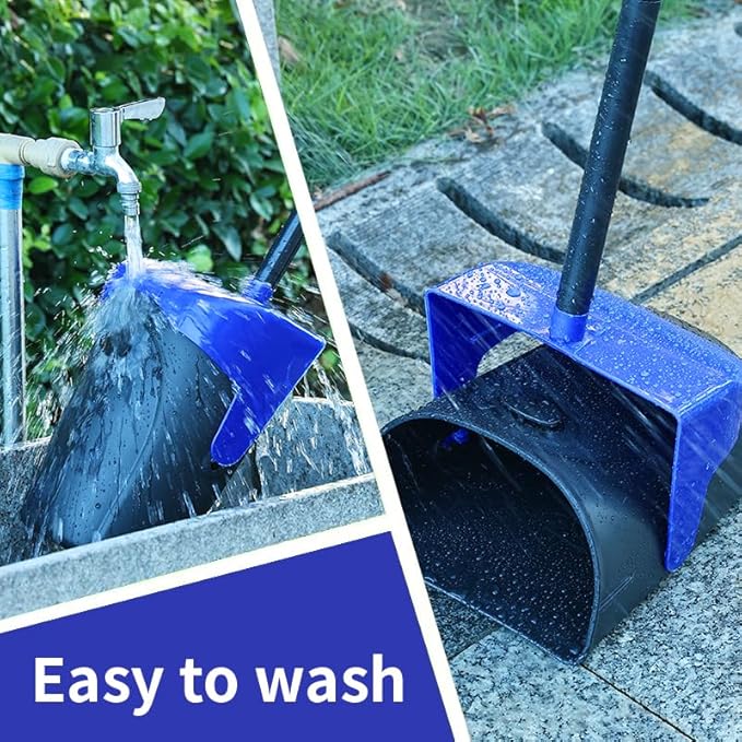 Pooper Scooper Large Swivel Bin & Rake with 160 Waste Bags,Heavy Duty Dog Pooper Scooper with Bag Attachment for Large Small Dogs, Long Handle Poop Scooper with Lid for Yard, Grass, Gravel (Blue)