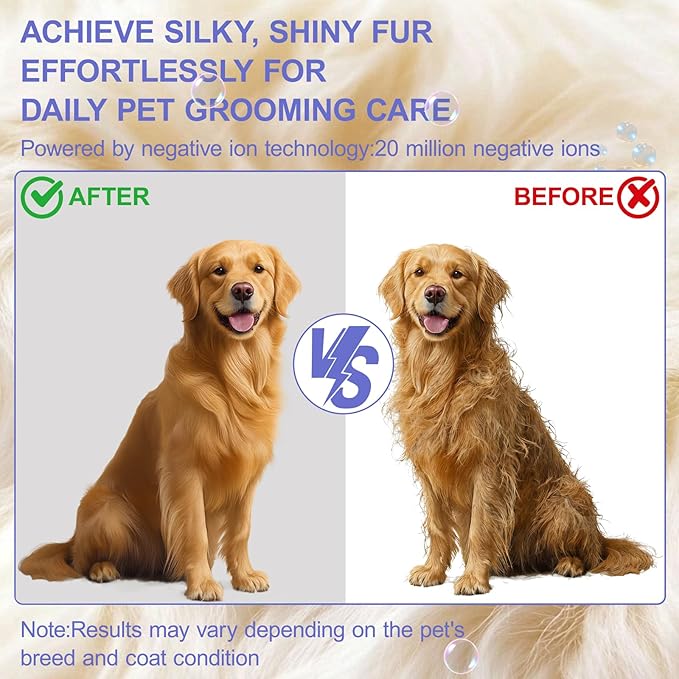 Pet Hair Dryer, Neck-Hanging Dog Dryer for Pet Grooming with 3 Speeds 4 Temp, Dog Blow Dryer for Small to Medium Pets with Stand, for Pet Salon Grooming, Powerful Airflow for Rapid Drying(Purple)