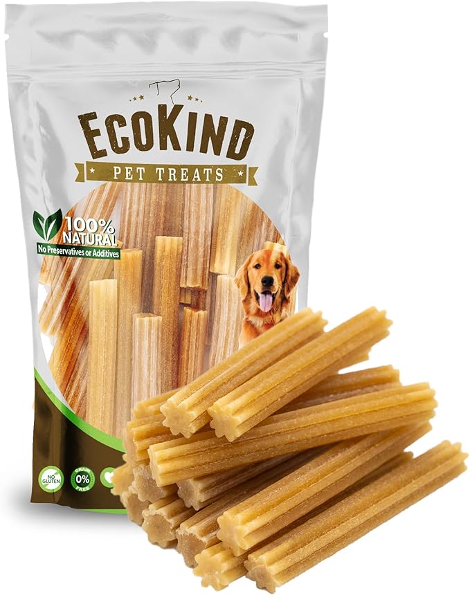 EcoKind Pet Treats Premium Gold Cheese Flavored Churro Chews | All Natural Himalayan Yak Cheese Dog Chew for Small to Large Dogs | Keeps Dogs Busy & Enjoying Indoors & Outdoor Use (10 Sticks)