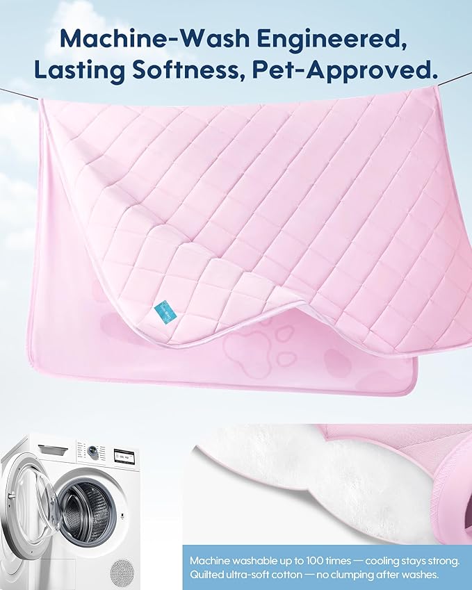 KASBAH Dog Cooling Blanket & Mat, Waterproof Pet Blankets for Couch, Bed and Car Seat, Washable Reversible Dog Blanket Throw (Cool & Warm), Q-MAX >0.5, 40 x 56 Inch