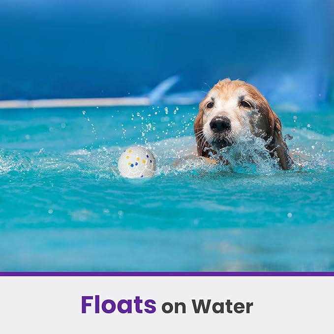 2 Pack Bouncy Dog Balls, 3'' Indestructible Dog Toys for Aggressive Chewers, Outdoor Jolly Tennis Balls for Dogs, Durable Interactive Floating Dog Fetch Toy, Blue White