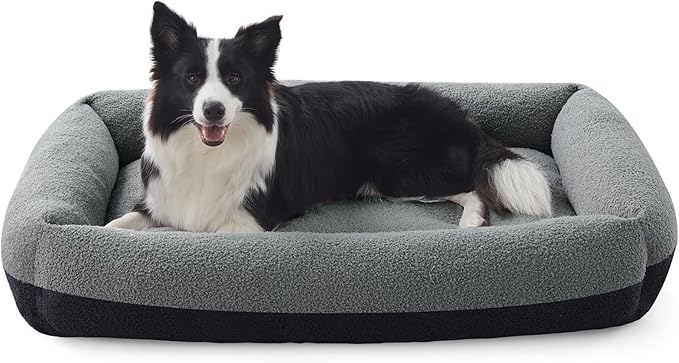 FURTIME Washable Dog Bed Large Sized Dogs, Washable Comfy Fluffy Large Dog Bed, Removable Zipper Cover Machine Wash, Soft Orthopedic Bed Durable Pet Cuddler with Anti-Slip Bottom, 36"x27"x8",Dark Grey