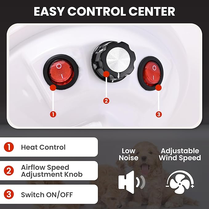 We Love Doodles Dog Dryer with Adjustable Speed & Temperature Control - High Velocity Hair Dryer, Pet Blow Dryers for Dogs, Blow Dry Quickly & Blow Out Undercoat - Pet Grooming (White)