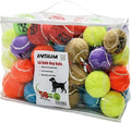 Tennis Balls for Dogs - Bulk 50 Pack 2.5'' Durable Non-Toxic Outdoor Dog Toys Balls with Mesh Bag, SGS Certified, Colorful Fetch Toys, Medium Large Breeds (Non Squeaky)