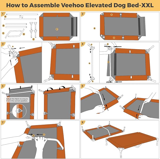 Veehoo Outdoor Elevated Dog Bed Large Sized Dogs, Extra Large Cooling Raised Dog Cots Beds Training Platform Off Ground Hammock with Breathable Mesh, No-Slip Feet, 53"x37", Beige Coffee